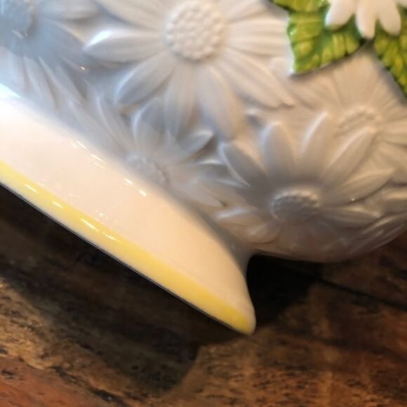 Vintage Lefton Oval Daisy Bowl Orange/Yellow/White - Picture 11 of 12